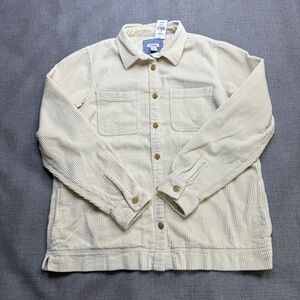 L.L. Bean Comfort Corduroy Relaxed Button Up Shirt Women's M Reg Pale Khaki